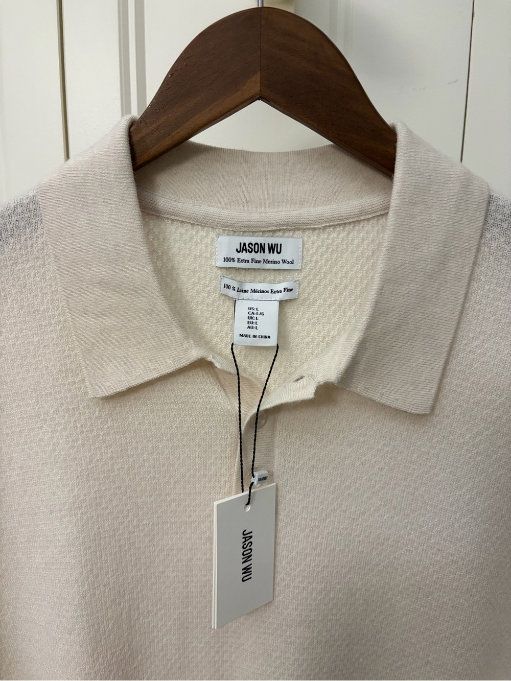 Jason Wu Cream Polo Merino Wool Knit Sweater